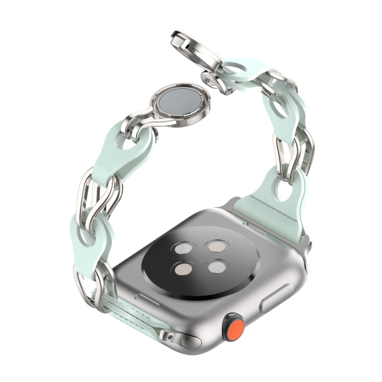 For Apple Watch 2 38mm Hollow Leather Chain Magnetic Buckle Watch Band(Blue) - Watch Bands by PMC TechLife | Online Shopping South Africa | PMC TechLife
