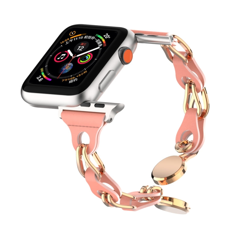 For Apple Watch 2 42mm Hollow Leather Chain Magnetic Buckle Watch Band(Red) - Watch Bands by PMC TechLife | Online Shopping South Africa | PMC TechLife