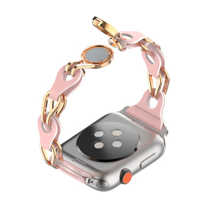 For Apple Watch SE 40mm Hollow Leather Chain Magnetic Buckle Watch Band(Pink) - Watch Bands by PMC Jewellery | Online Shopping South Africa | PMC Jewellery