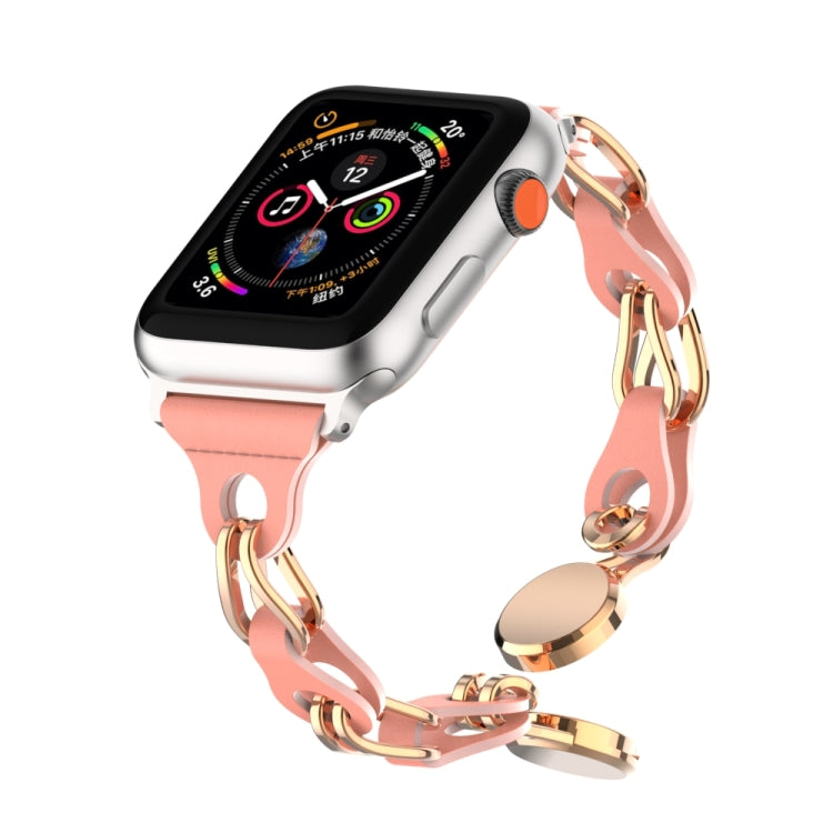 For Apple Watch 7 41mm Hollow Leather Chain Magnetic Buckle Watch Band(Red) - Watch Bands by PMC TechLife | Online Shopping South Africa | PMC TechLife