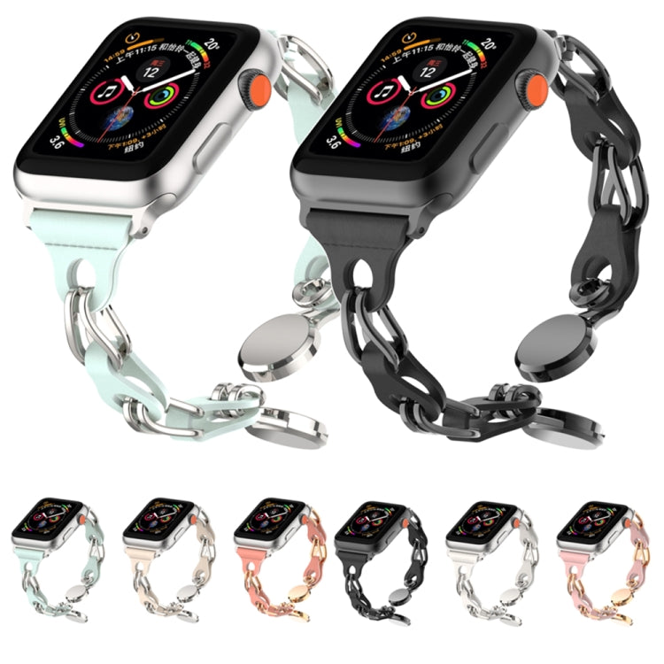 For Apple Watch 42mm Hollow Leather Chain Magnetic Buckle Watch Band(Red) - Watch Bands by PMC TechLife | Online Shopping South Africa | PMC TechLife