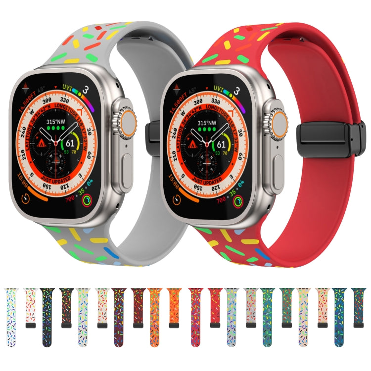 For Apple Watch 2 38mm Rainbow Dots Silicone Magnetic Black Buckle Watch Band(Blue) - Watch Bands by PMC TechLife | Online Shopping South Africa | PMC TechLife