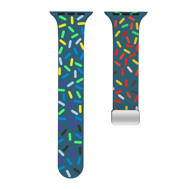 For Apple Watch 42mm Rainbow Dots Silicone Magnetic Buckle Watch Band(Blue) - Watch Bands by PMC TechLife | Online Shopping South Africa | PMC TechLife