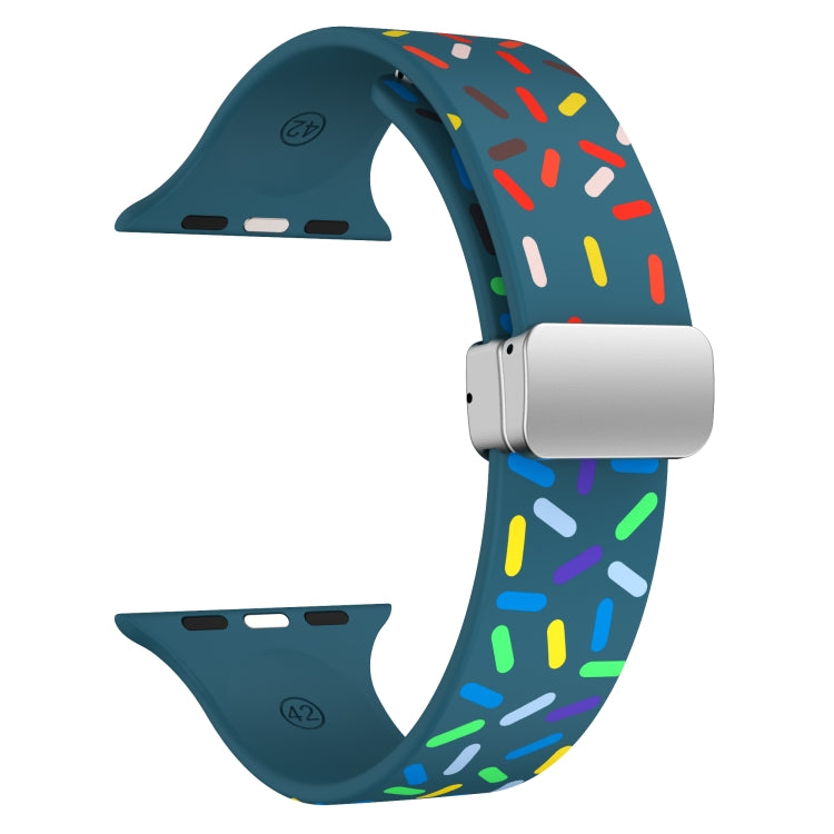 For Apple Watch 38mm Rainbow Dots Silicone Magnetic Buckle Watch Band(Blue) - Watch Bands by PMC TechLife | Online Shopping South Africa | PMC TechLife