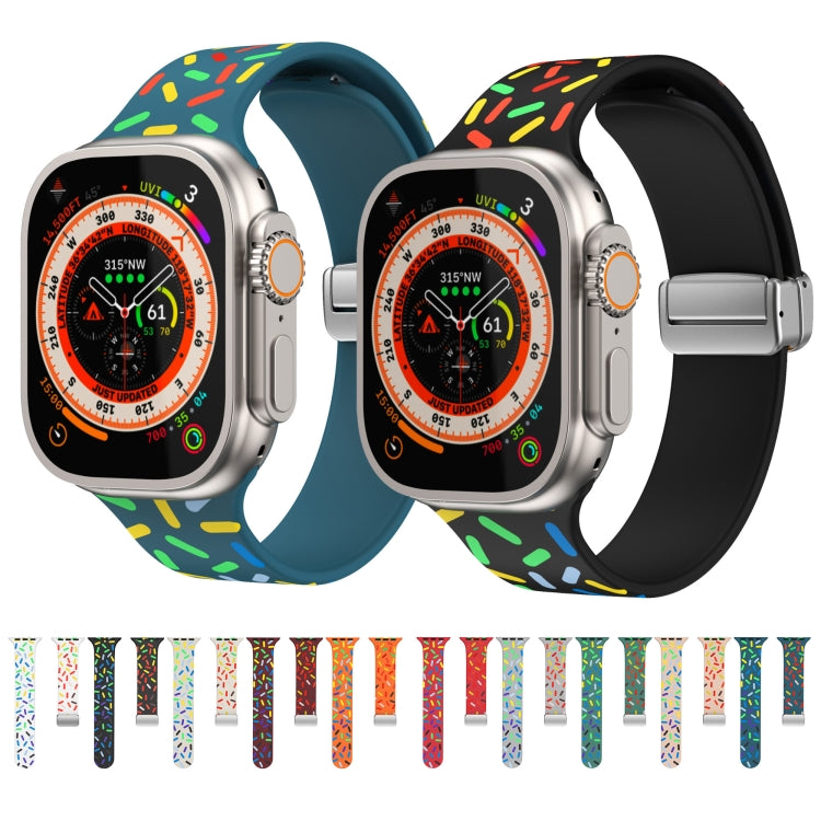For Apple Watch 42mm Rainbow Dots Silicone Magnetic Buckle Watch Band(Blue) - Watch Bands by PMC TechLife | Online Shopping South Africa | PMC TechLife