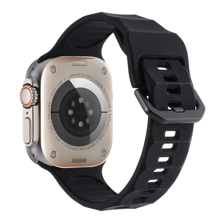 For Apple Watch 8 45mm Ripple Silicone Sports Watch Band(Black) - Watch Bands by PMC TechLife | Online Shopping South Africa | PMC TechLife