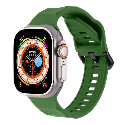 For Apple Watch SE 2022 44mm Ripple Silicone Sports Watch Band(Army Green) - Watch Bands by PMC Jewellery | Online Shopping South Africa | PMC Jewellery