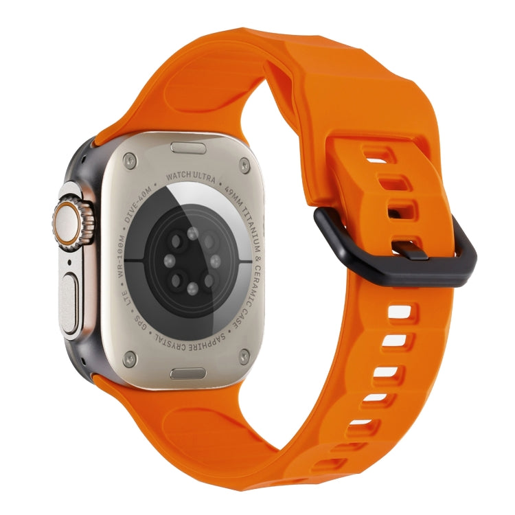 For Apple Watch 7 45mm Ripple Silicone Sports Watch Band(Orange) - Watch Bands by PMC TechLife | Online Shopping South Africa | PMC TechLife