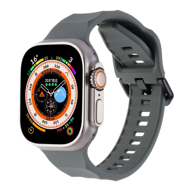 For Apple Watch 7 45mm Ripple Silicone Sports Watch Band(Dark Grey) - Watch Bands by PMC TechLife | Online Shopping South Africa | PMC TechLife