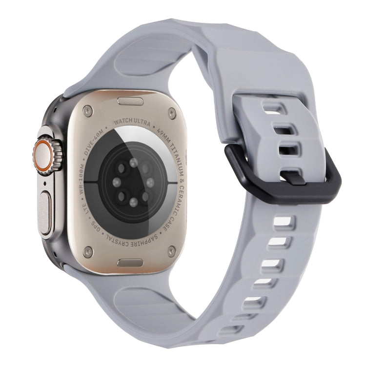 For Apple Watch 7 45mm Ripple Silicone Sports Watch Band(Light Grey) - Watch Bands by PMC TechLife | Online Shopping South Africa | PMC TechLife | Buy Now Pay Later Mobicred