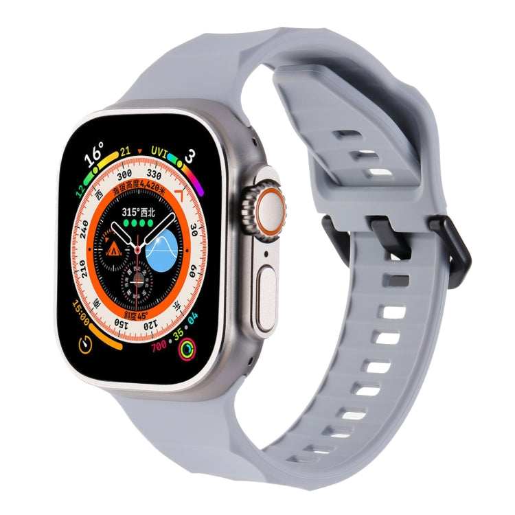 For Apple Watch SE 44mm Ripple Silicone Sports Watch Band(Light Grey) - Watch Bands by PMC TechLife | Online Shopping South Africa | PMC TechLife