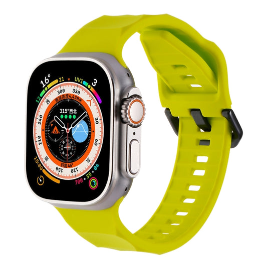 For Apple Watch 5 44mm Ripple Silicone Sports Watch Band(Fluorescent Green) - Watch Bands by PMC Jewellery | Online Shopping South Africa | PMC Jewellery