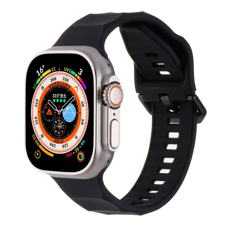 For Apple Watch 4 44mm Ripple Silicone Sports Watch Band(Black) - Watch Bands by PMC TechLife | Online Shopping South Africa | PMC TechLife