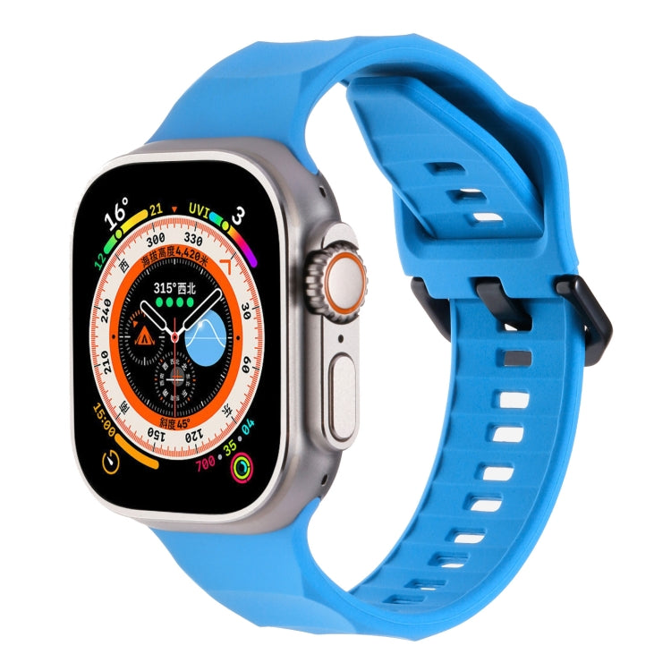 For Apple Watch 4 44mm Ripple Silicone Sports Watch Band(Sky Blue) - Watch Bands by PMC TechLife | Online Shopping South Africa | PMC TechLife