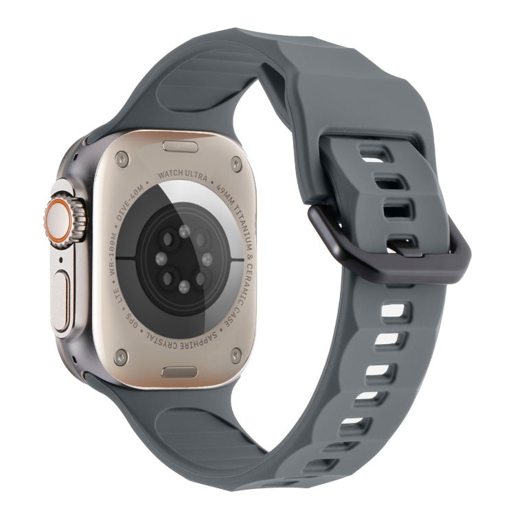 For Apple Watch 3 42mm Ripple Silicone Sports Watch Band(Dark Grey) - Watch Bands by PMC TechLife | Online Shopping South Africa | PMC TechLife