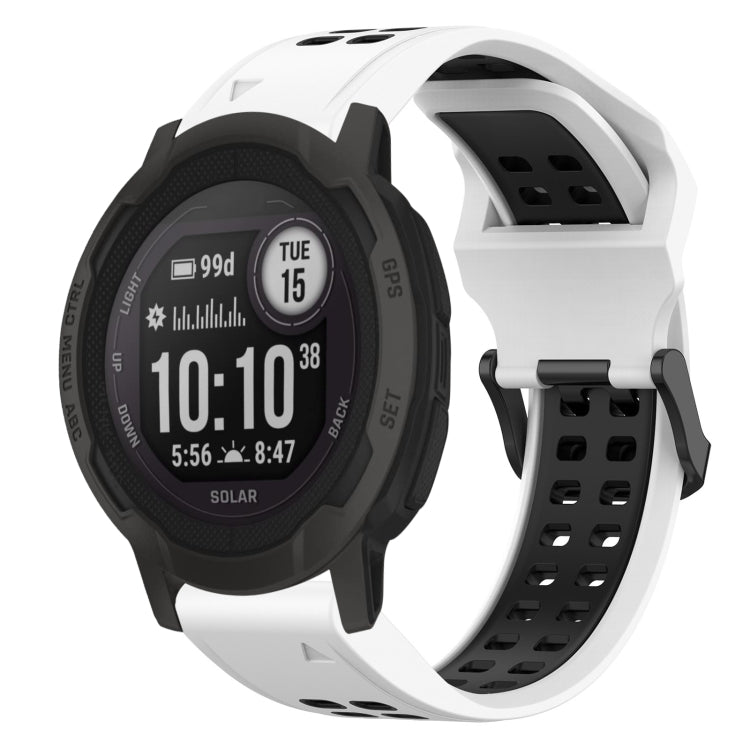 For Garmin  Instinct 2 Solar 22mm Two-Color Reverse Buckle Silicone Watch Band(White+Black) - Watch Bands by PMC TechLife | Online Shopping South Africa | PMC TechLife