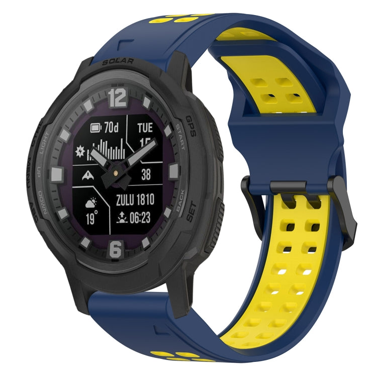 For Garmin Instinct Crossover Solar 22mm Two-Color Reverse Buckle Silicone Watch Band(Blue+Yellow) - Watch Bands by PMC TechLife | Online Shopping South Africa | PMC TechLife