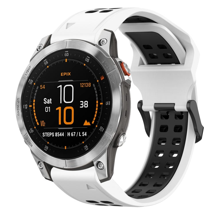 For Garmin Epix Gen 2 22mm Two-Color Reverse Buckle Silicone Watch Band(White+Black) - Watch Bands by PMC TechLife | Online Shopping South Africa | PMC TechLife