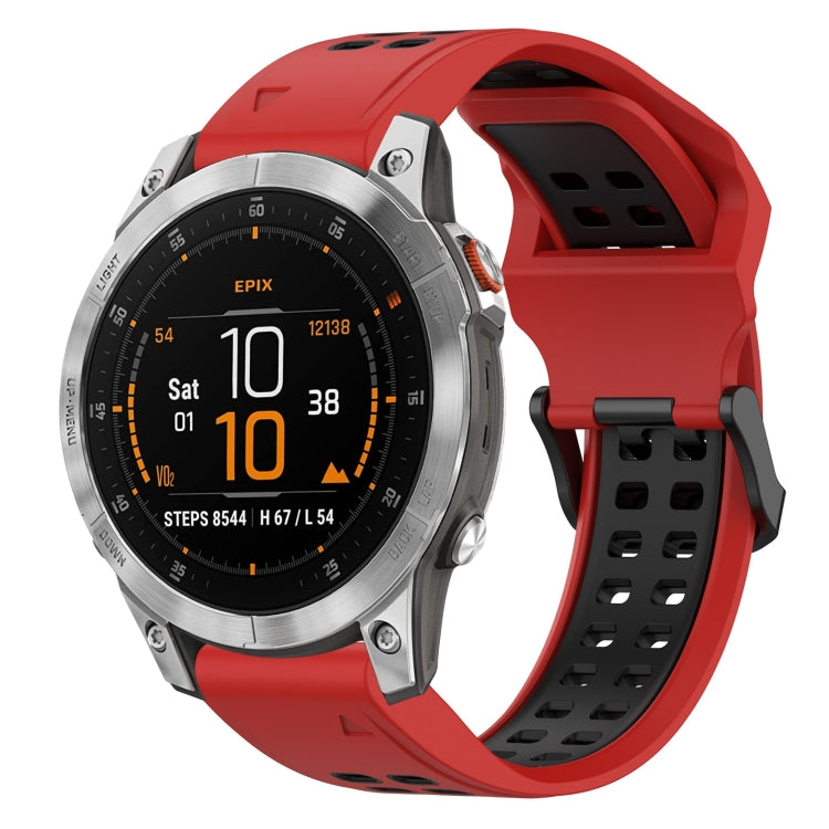 For Garmin Epix Gen 2 22mm Two-Color Reverse Buckle Silicone Watch Band(Red+Black) - Watch Bands by PMC TechLife | Online Shopping South Africa | PMC TechLife