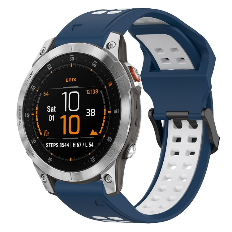 For Garmin Epix Gen 2 22mm Two-Color Reverse Buckle Silicone Watch Band(Blue+White) - Watch Bands by PMC TechLife | Online Shopping South Africa | PMC TechLife