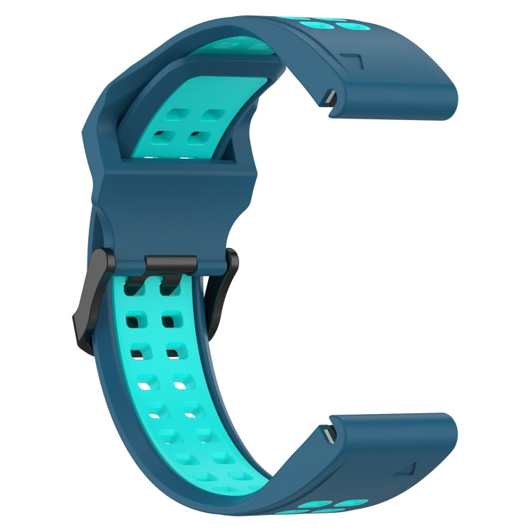 For Garmin Epix Gen 2 22mm Two-Color Reverse Buckle Silicone Watch Band(Blue+Teal) - Watch Bands by PMC Jewellery | Online Shopping South Africa | PMC Jewellery