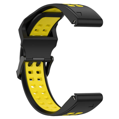 For Garmin Fenix 6 22mm Two-Color Reverse Buckle Silicone Watch Band(Black+Yellow) - Watch Bands by PMC Jewellery | Online Shopping South Africa | PMC Jewellery