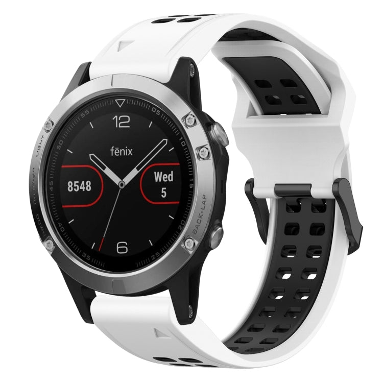 For Garmin Fenix 5 22mm Two-Color Reverse Buckle Silicone Watch Band(White+Black) - Watch Bands by PMC TechLife | Online Shopping South Africa | PMC TechLife