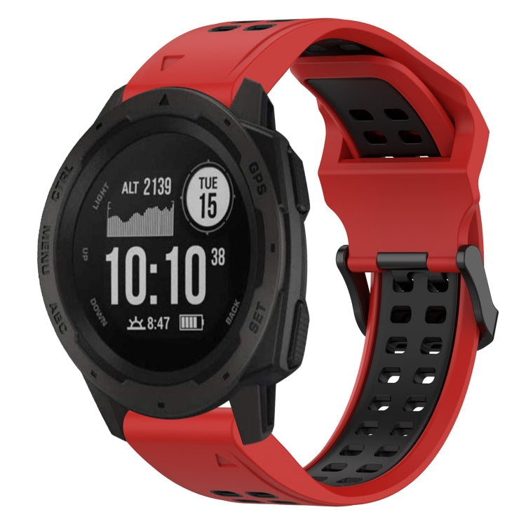 For Garmin Instinct 22mm Two-Color Reverse Buckle Silicone Watch Band(Red+Black) - Watch Bands by PMC TechLife | Online Shopping South Africa | PMC TechLife