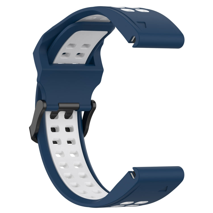 For Garmin Instinct 22mm Two-Color Reverse Buckle Silicone Watch Band(Blue+White) - Watch Bands by PMC TechLife | Online Shopping South Africa | PMC TechLife
