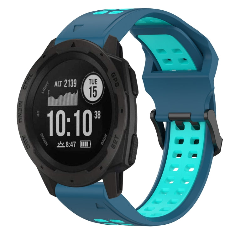 For Garmin Instinct 22mm Two-Color Reverse Buckle Silicone Watch Band(Blue+Teal) - Watch Bands by PMC TechLife | Online Shopping South Africa | PMC TechLife
