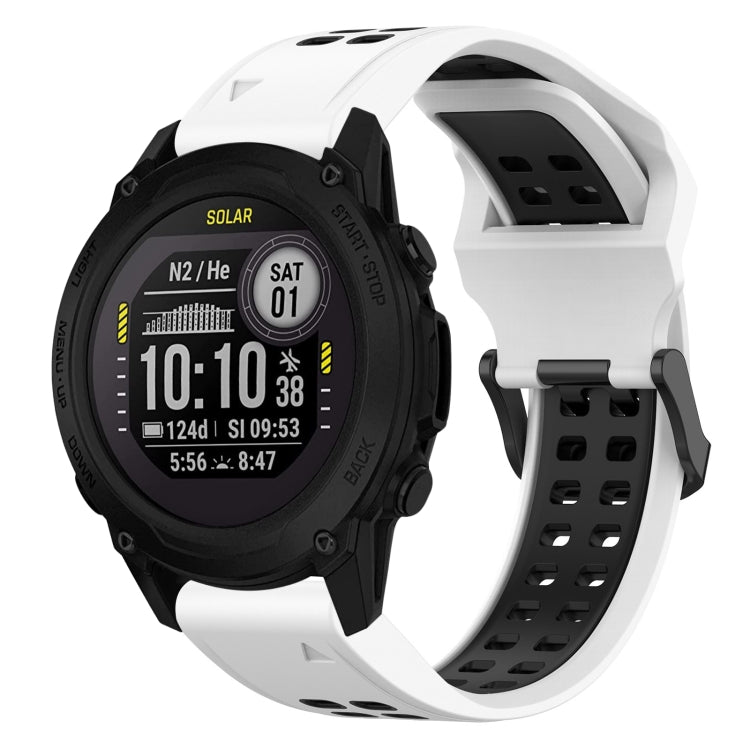 For Garmin Descent G1 22mm Two-Color Reverse Buckle Silicone Watch Band(White+Black) - Watch Bands by PMC TechLife | Online Shopping South Africa | PMC TechLife