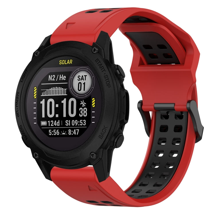 For Garmin Descent G1 22mm Two-Color Reverse Buckle Silicone Watch Band(Red+Black) - Watch Bands by PMC TechLife | Online Shopping South Africa | PMC TechLife