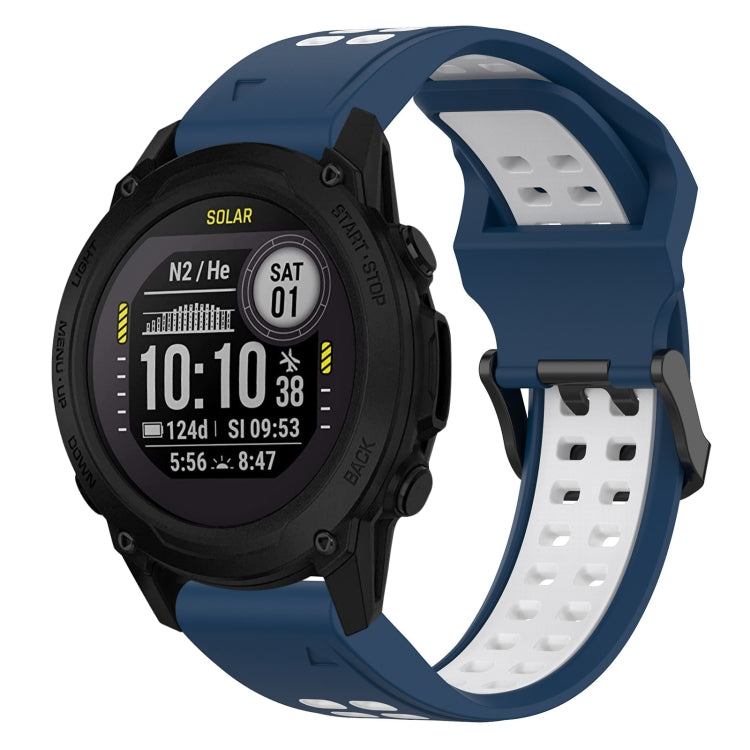 For Garmin Descent G1 22mm Two-Color Reverse Buckle Silicone Watch Band(Blue+White) - Watch Bands by PMC TechLife | Online Shopping South Africa | PMC TechLife