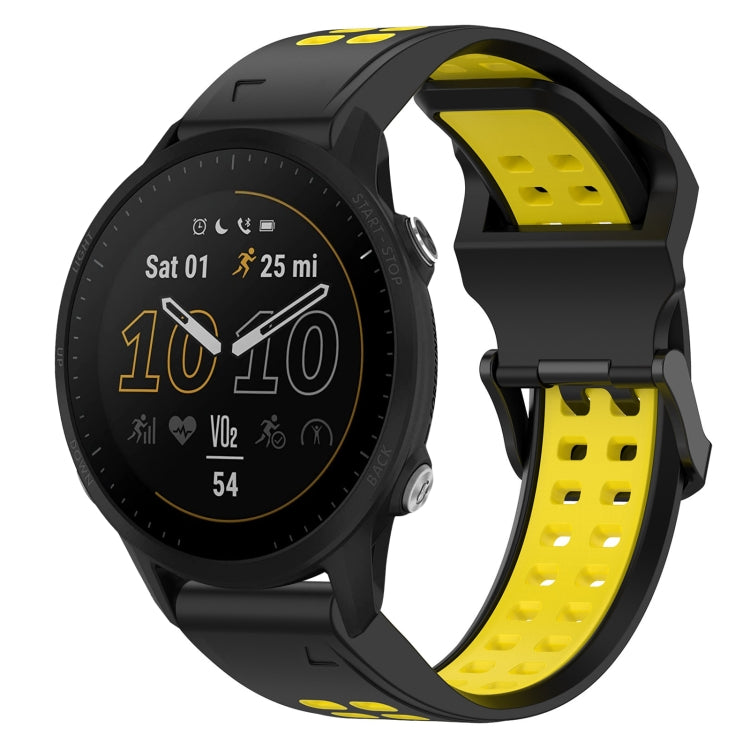 For Garmin Forerunner 955 22mm Two-Color Reverse Buckle Silicone Watch Band(Black+Yellow) - Watch Bands by PMC TechLife | Online Shopping South Africa | PMC TechLife