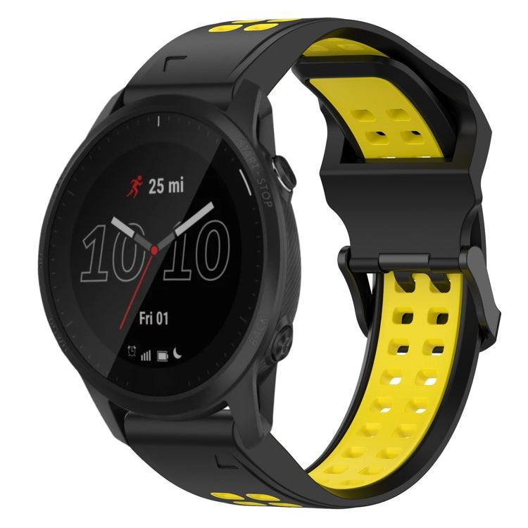 For Garmin Forerunner 945 22mm Two-Color Reverse Buckle Silicone Watch Band(Black+Yellow) - Watch Bands by PMC TechLife | Online Shopping South Africa | PMC TechLife