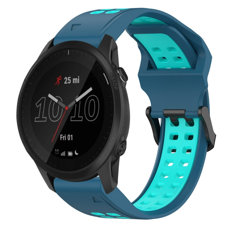 For Garmin Forerunner 945 22mm Two-Color Reverse Buckle Silicone Watch Band(Blue+Teal) - Watch Bands by PMC TechLife | Online Shopping South Africa | PMC TechLife