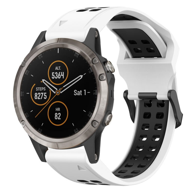 For Garmin Fenix 5 Plus 22mm Two-Color Reverse Buckle Silicone Watch Band(White+Black) - Watch Bands by PMC TechLife | Online Shopping South Africa | PMC TechLife