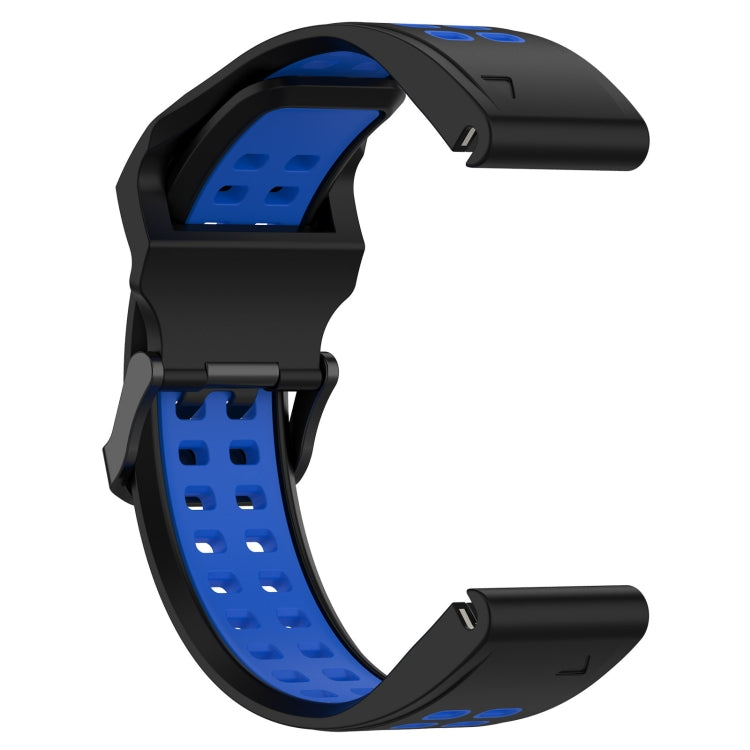 For Garmin Fenix 5 Plus 22mm Two-Color Reverse Buckle Silicone Watch Band(Black+Blue) - Watch Bands by PMC TechLife | Online Shopping South Africa | PMC TechLife