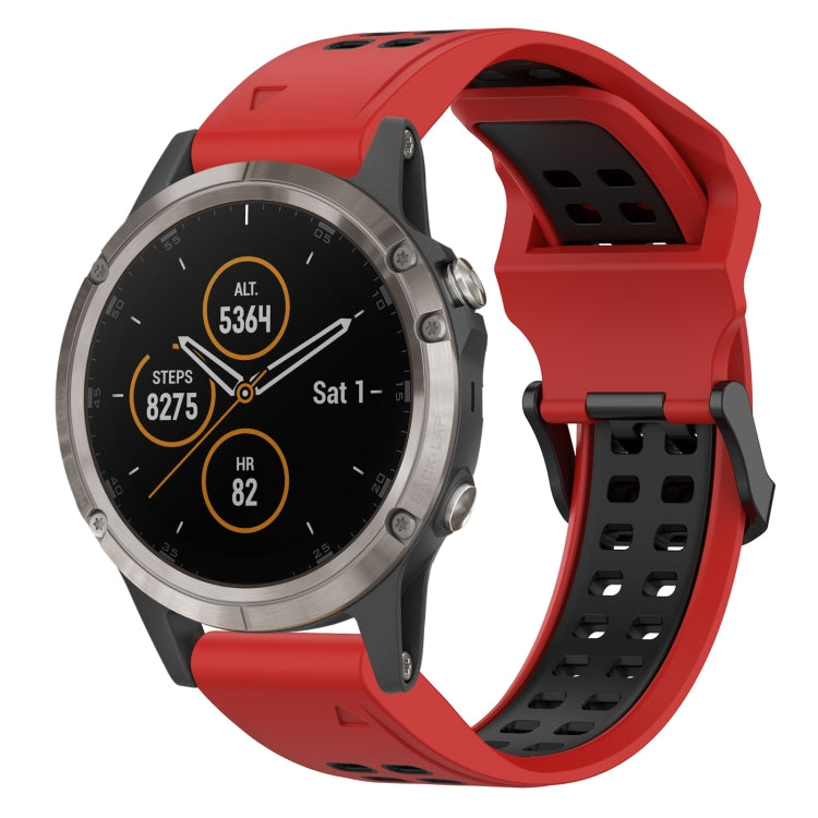 For Garmin Fenix 5 Plus 22mm Two-Color Reverse Buckle Silicone Watch Band(Red+Black) - Watch Bands by PMC TechLife | Online Shopping South Africa | PMC TechLife
