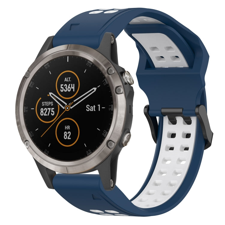 For Garmin Fenix 5 Plus 22mm Two-Color Reverse Buckle Silicone Watch Band(Blue+White) - Watch Bands by PMC TechLife | Online Shopping South Africa | PMC TechLife
