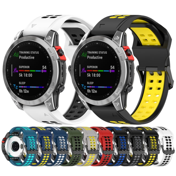 For Garmin Fenix 6 Pro 22mm Two-Color Reverse Buckle Silicone Watch Band(White+Black) - Watch Bands by PMC Jewellery | Online Shopping South Africa | PMC Jewellery