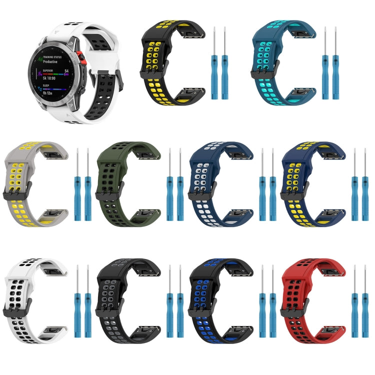 For Garmin Forerunner 945 22mm Two-Color Reverse Buckle Silicone Watch Band(Blue+Teal) - Watch Bands by PMC TechLife | Online Shopping South Africa | PMC TechLife