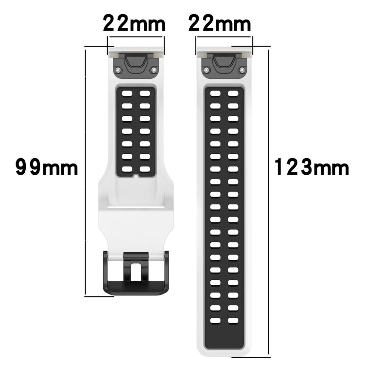 For Garmin Instinct 2 22mm Two-Color Reverse Buckle Silicone Watch Band(Blue+White) - Watch Bands by PMC Jewellery | Online Shopping South Africa | PMC Jewellery