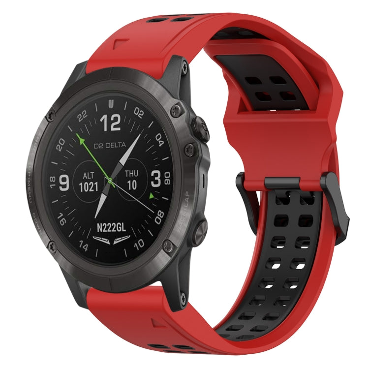 For Garmin D2 Delta PX 26mm Two-Color Reverse Buckle Silicone Watch Band(Red+Black) - Watch Bands by PMC TechLife | Online Shopping South Africa | PMC TechLife