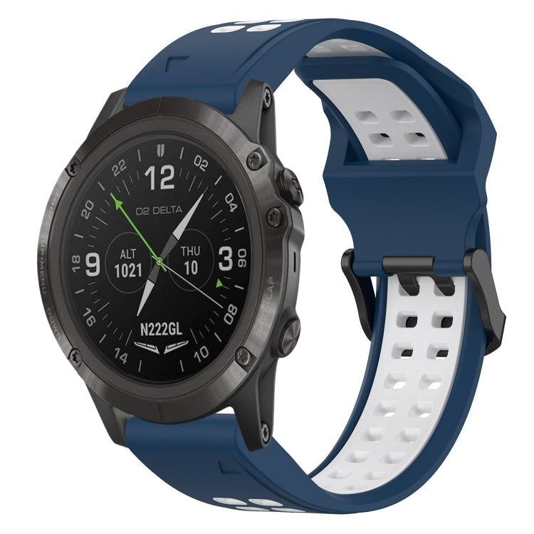 For Garmin D2 Delta PX 26mm Two-Color Reverse Buckle Silicone Watch Band(Blue+White) - Watch Bands by PMC TechLife | Online Shopping South Africa | PMC TechLife