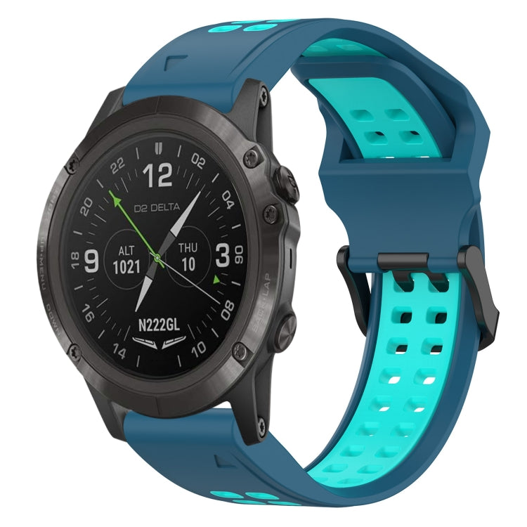 For Garmin D2 Delta PX 26mm Two-Color Reverse Buckle Silicone Watch Band(Blue+Teal) - Watch Bands by PMC TechLife | Online Shopping South Africa | PMC TechLife