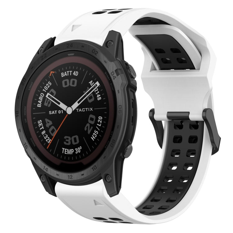 For Garmin Tactix 7 Pro 26mm Two-Color Reverse Buckle Silicone Watch Band(White+Black) - Watch Bands by PMC TechLife | Online Shopping South Africa | PMC TechLife