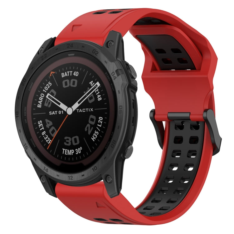 For Garmin Tactix 7 Pro 26mm Two-Color Reverse Buckle Silicone Watch Band(Red+Black) - Watch Bands by PMC TechLife | Online Shopping South Africa | PMC TechLife