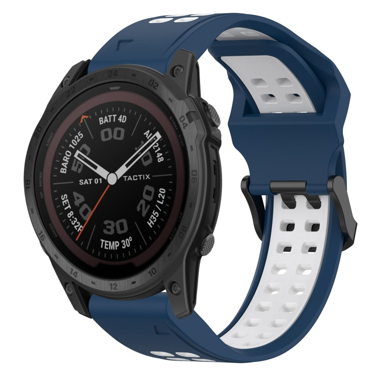For Garmin Tactix 7 Pro 26mm Two-Color Reverse Buckle Silicone Watch Band(Blue+White) - Watch Bands by PMC TechLife | Online Shopping South Africa | PMC TechLife