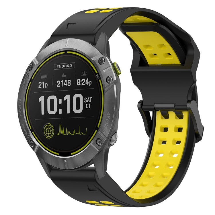 For Garmin Enduro 26mm Two-Color Reverse Buckle Silicone Watch Band(Black+Yellow) - Watch Bands by PMC TechLife | Online Shopping South Africa | PMC TechLife